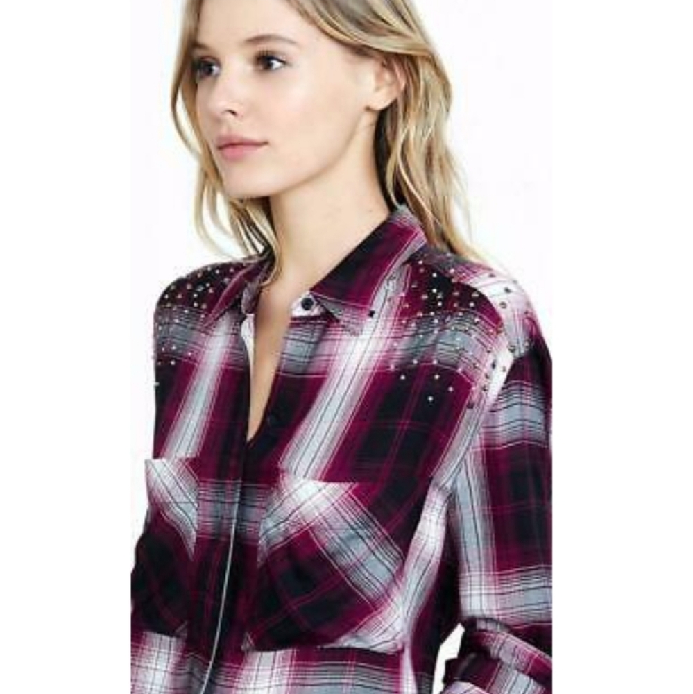 Express Studded Plaid Button Down - Picture 14 of 15